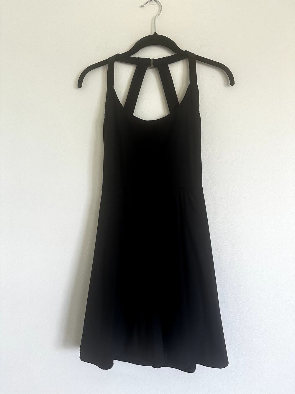 Halara S Black Backless Twisted Flare Active Dress Longer Length Easy Peezy